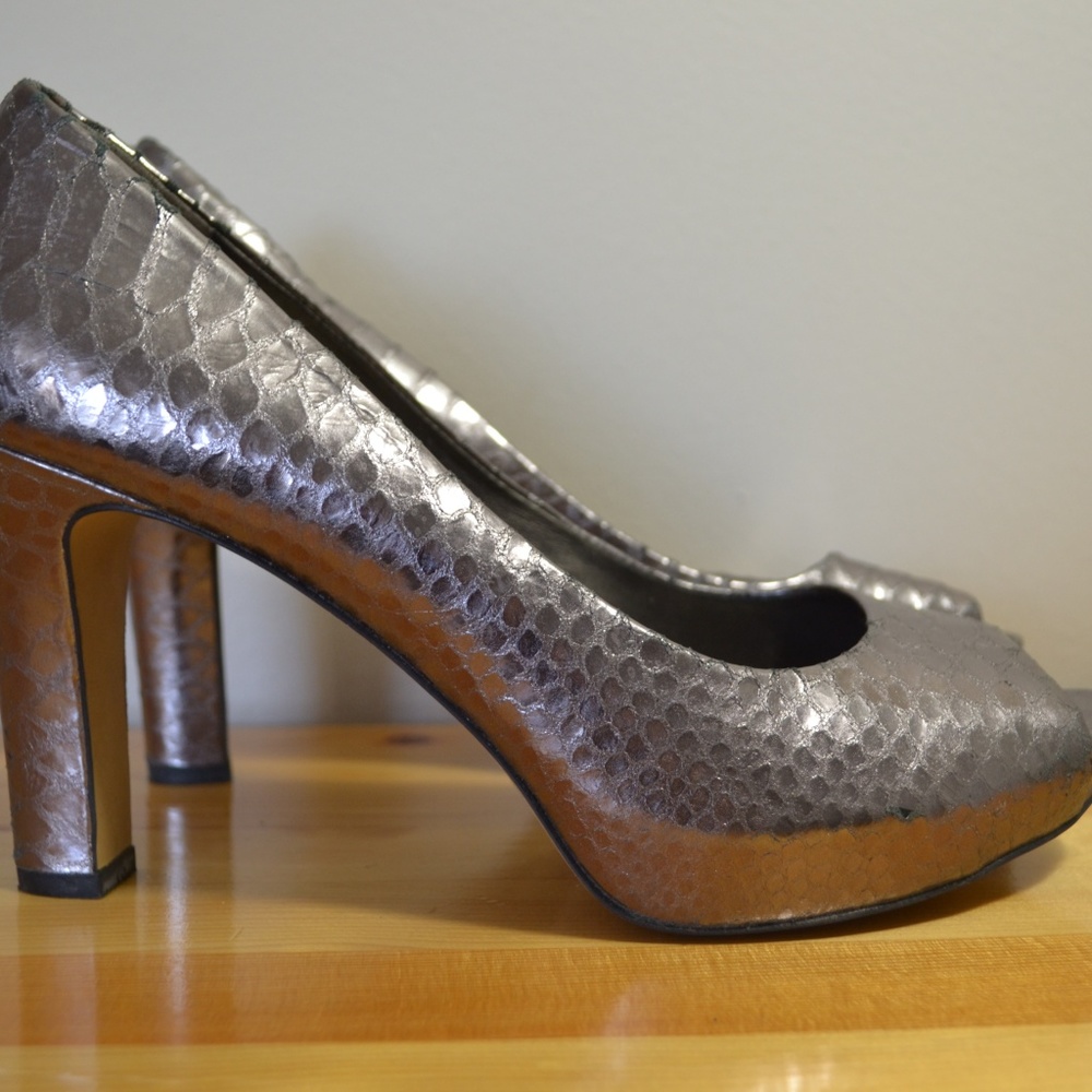 Franco Sarto Silver Python Platform Pumps - image 2